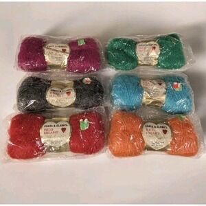 NOS Coats and Clarks Red Heart Mohcora E291 Mohair Wool Mix Skeins Set Of 6 Vtg